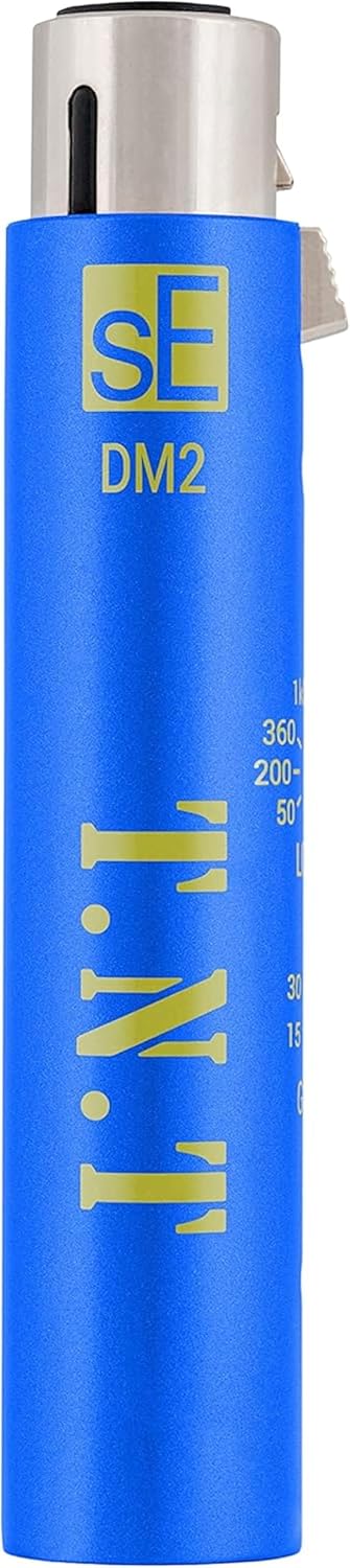 sE Electronics DM2 TNT Ultra-Slim Inline Microphone Preamp for Ribbon & Dynamic Microphones - Mic Preamp with 2 Gain Settings (+15dB or +30dB) & 8 Load Settings (50 Ohm-10 M Ohm) (Blue)