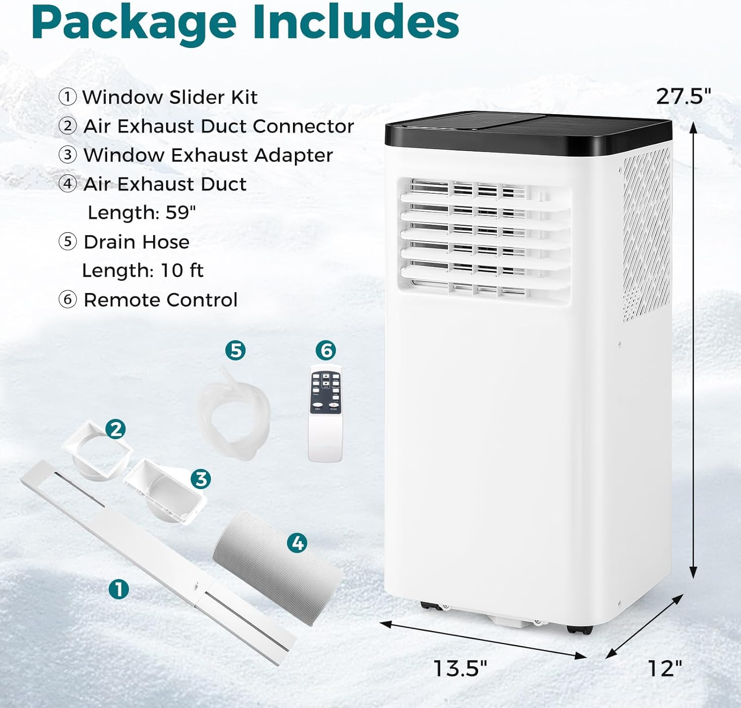 GOFLAME Portable Air Conditioner 10000 BTU, 3-in-1 AC Unit w/Dehumidifier, Cool, Fan, 350 Sq.FT Cooling, Air Cooler with Control Panel & Remote Control, Sleep Mode & 24H Timer, Window Kit Included