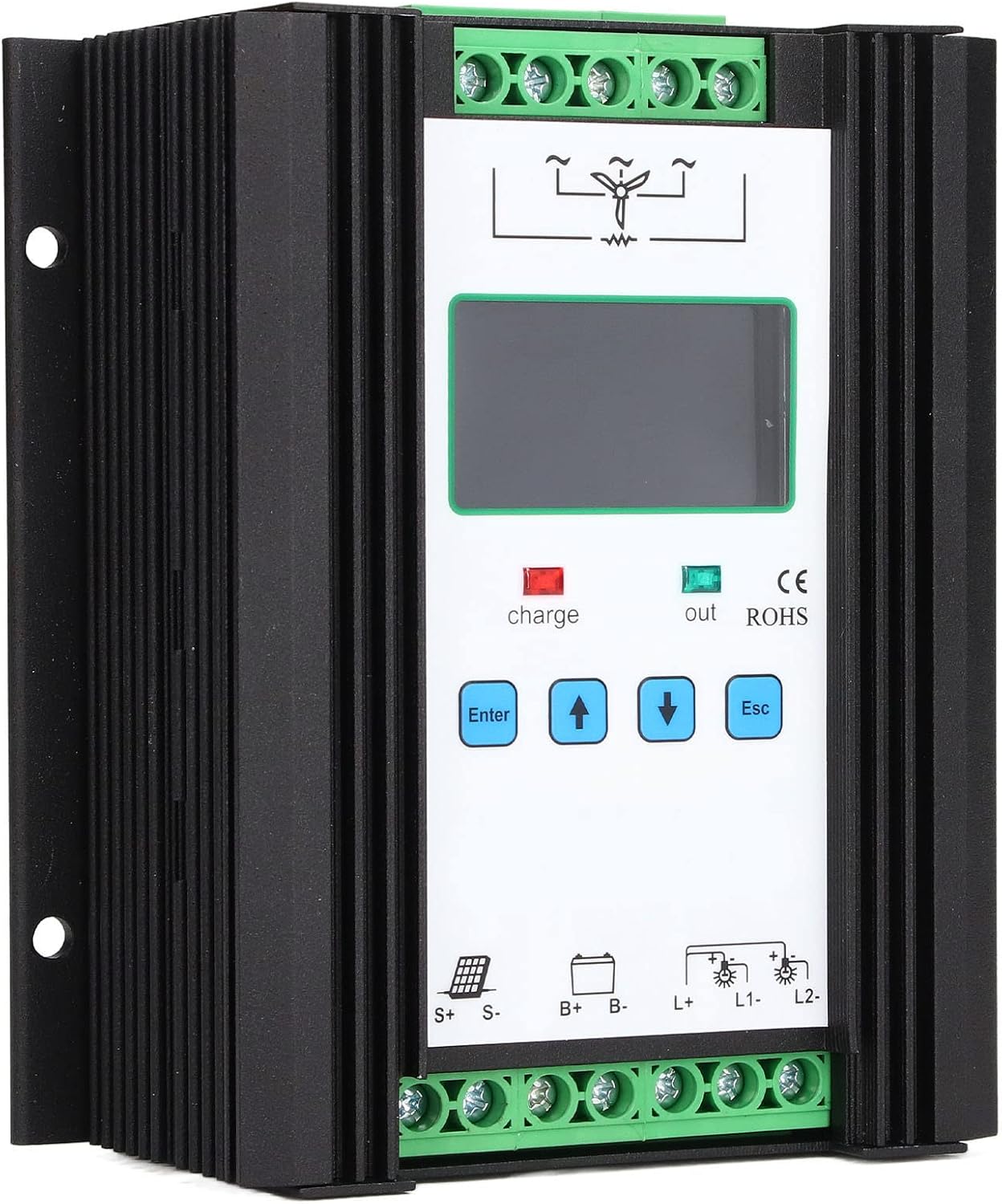 Wind Solar Hybrid Controller 12V , Digital Intelligent Control, Boost Charge Controller MPPT - High Charging Efficiency, Multi ion, for Off-Grid Power Systems