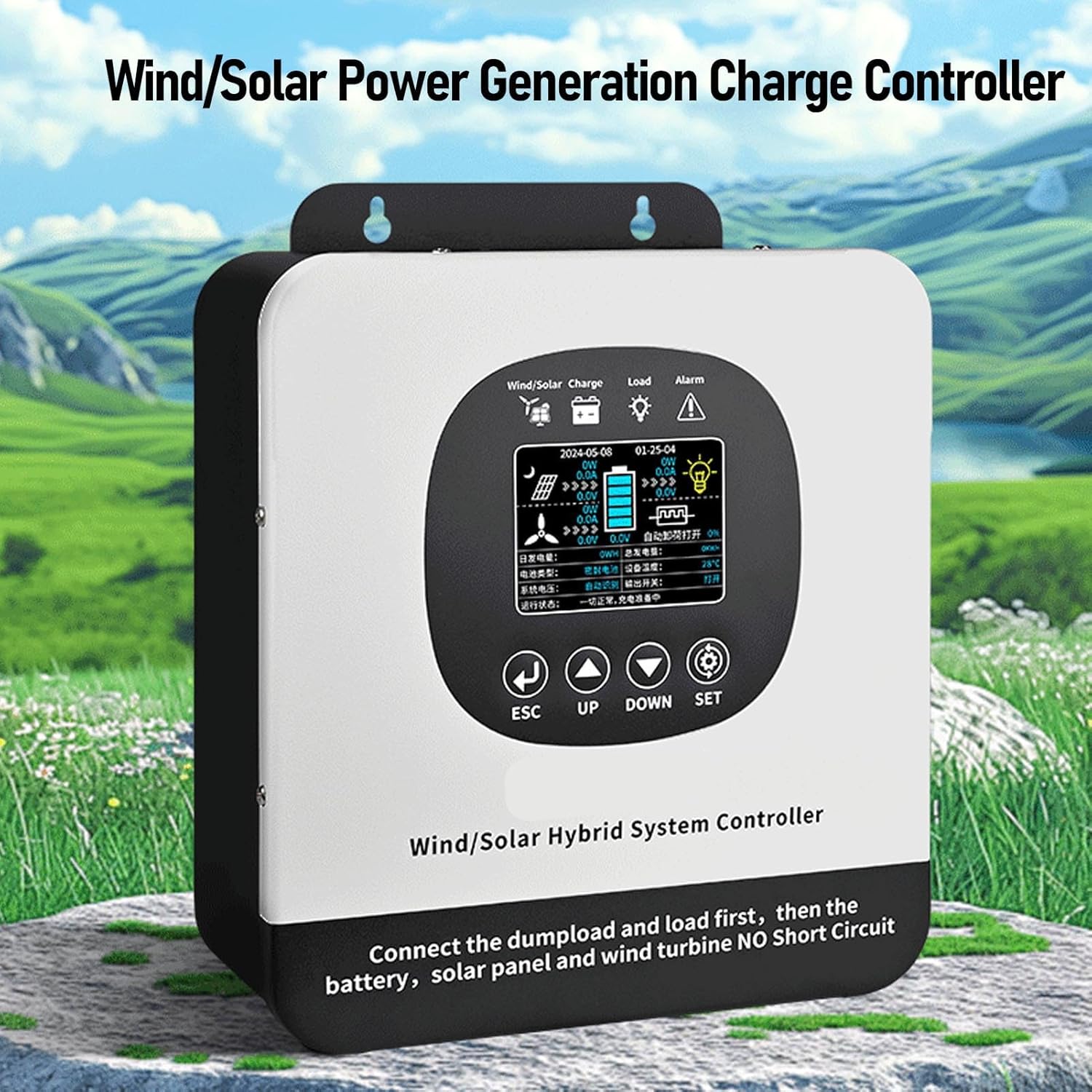 WALFRONT Wind Solar Hybrid Charge Regulator, 1200W Wind , 800W Solar Panel Charging for Home, Boat, Street Lamp, MPPT, Boost Low Speed Charging, Advanced PWM