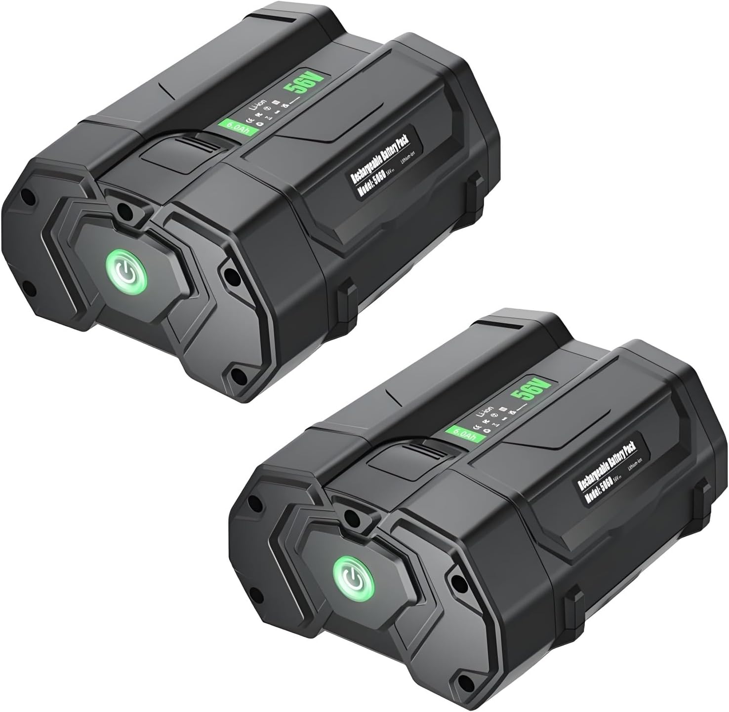 56V 6000mAh Li-Ion Battery Pack 1/2PCS Compatible For EGO BA2800 BA2800T BA4200 BA4200T BA1400 BA1400T BA5600T BA2240 BA1120 For Cordless Garden Tools(2Pcs 6000mAh)