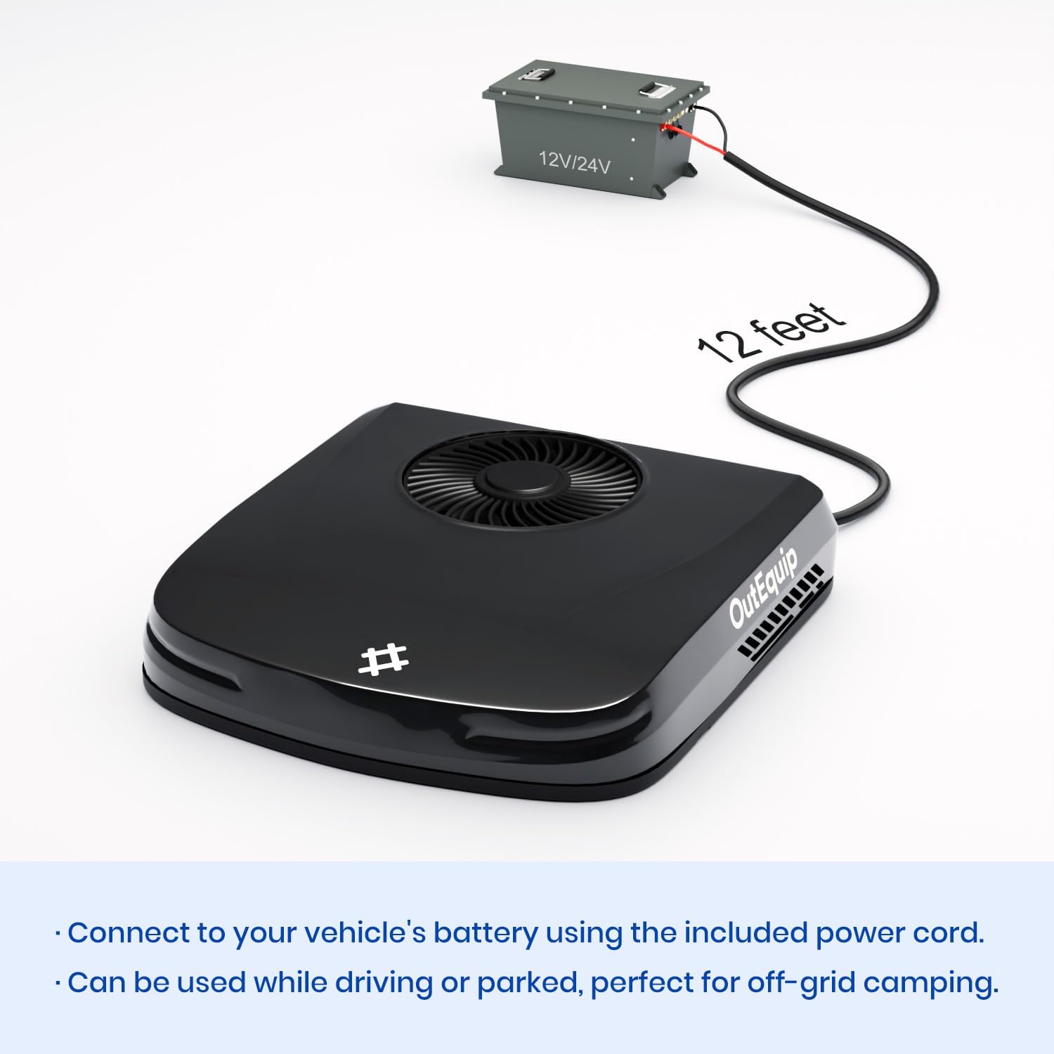 12V Black RV Air Conditioner – Cooling & Heating, Energy Efficient, Perfect for RV, Camper, Trailer, and Mobile Homes