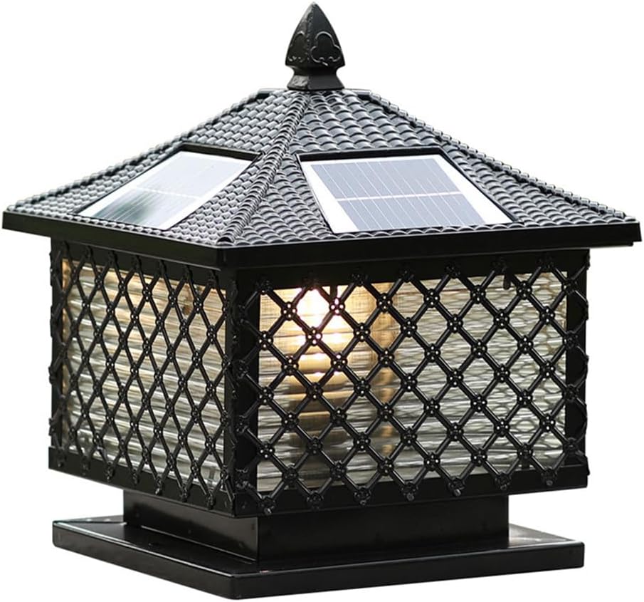 Victorian Outside Pillar Table Light Outdoor Solar Powered Lamp Aluminum Glass Solar Post Light Fixtures Anti-Rust Deck Patio Solar Fence Post Light Fits 4x4, 5x5 Or 6x6 Wooden Posts
