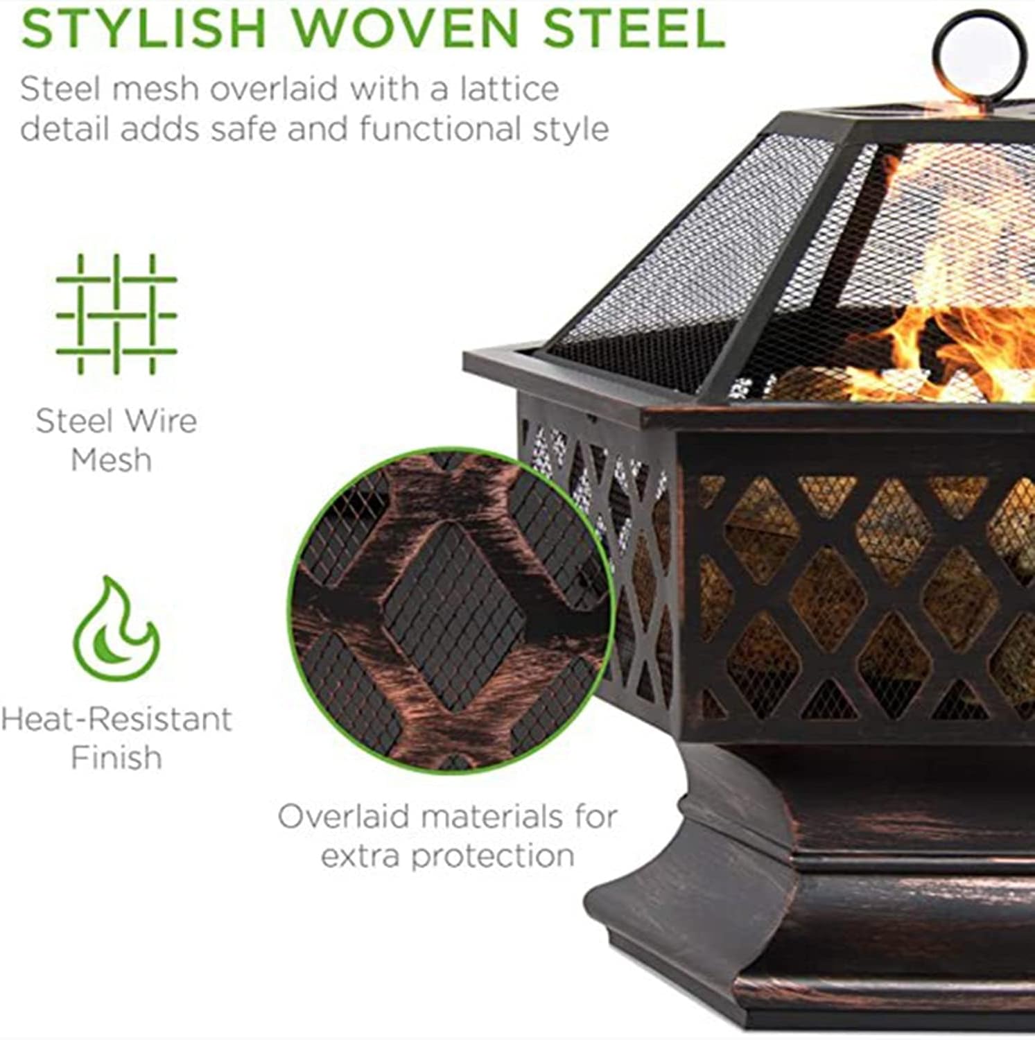 Outdoor Fire Pit Table, 3 in 1 Firepit for Barbecue, Patio Heater, Ice Pit, Metal Fireplace Bonfire Firepit, w/Spark Cover Screen & Poker & BBQ Grill Grate