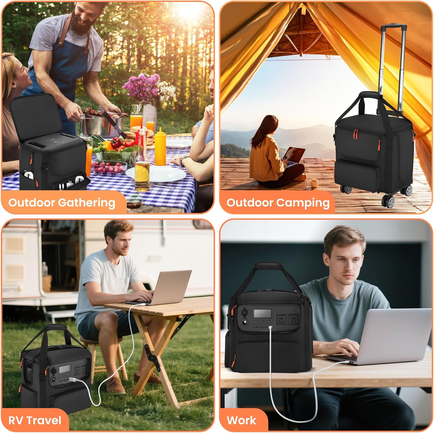 Carrying Case Compatible with BLUETTI AC180, Power Station Travel Bag Padded with Detachable Trolley for AC180, Protective Cover Storage Bag for AC180 with Multi-pockets, Shoulder Strap & Handle