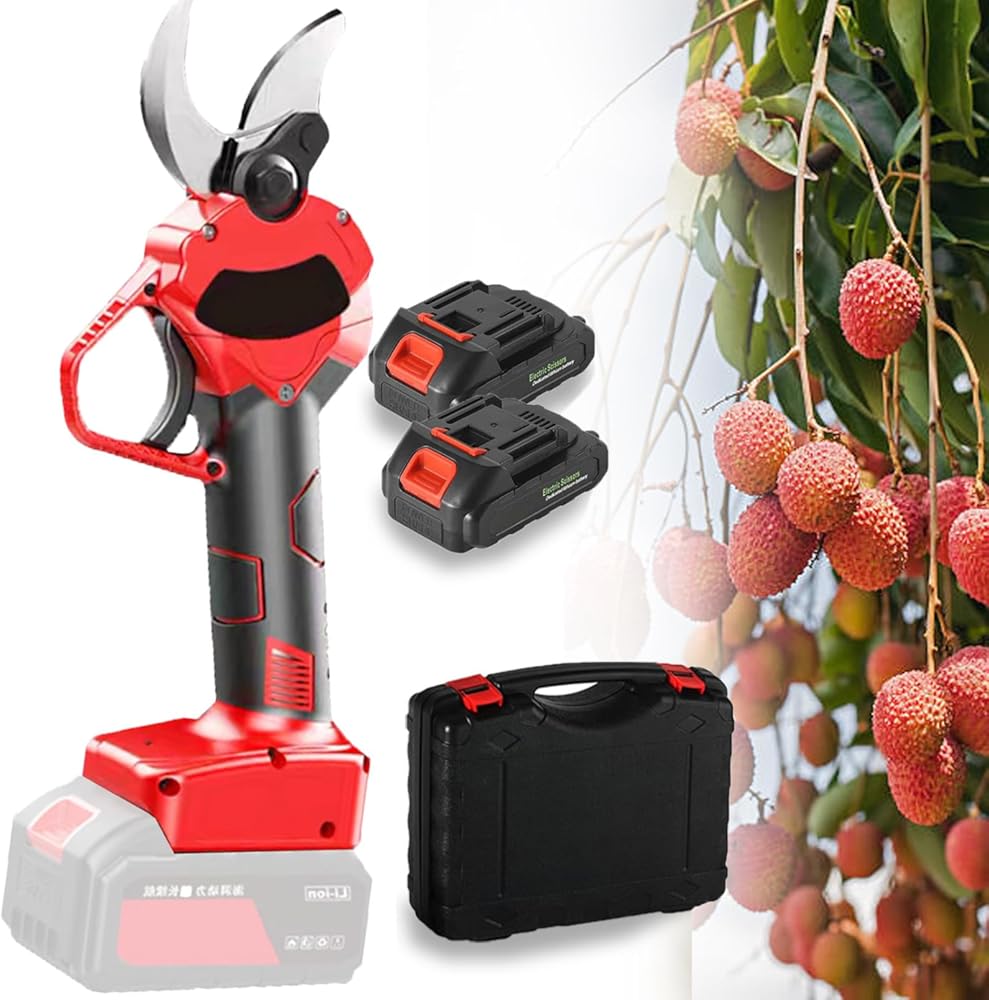 Cordless Electric Pruning Shears, Battery Powered Pruners for Gardening with 2Pcs 1.5Ah Batteries, 1 Charger & Replacement 2 Blades, Heavy Duty Tree Pruner Secateurs,incision 3.0-3.5cm-110V