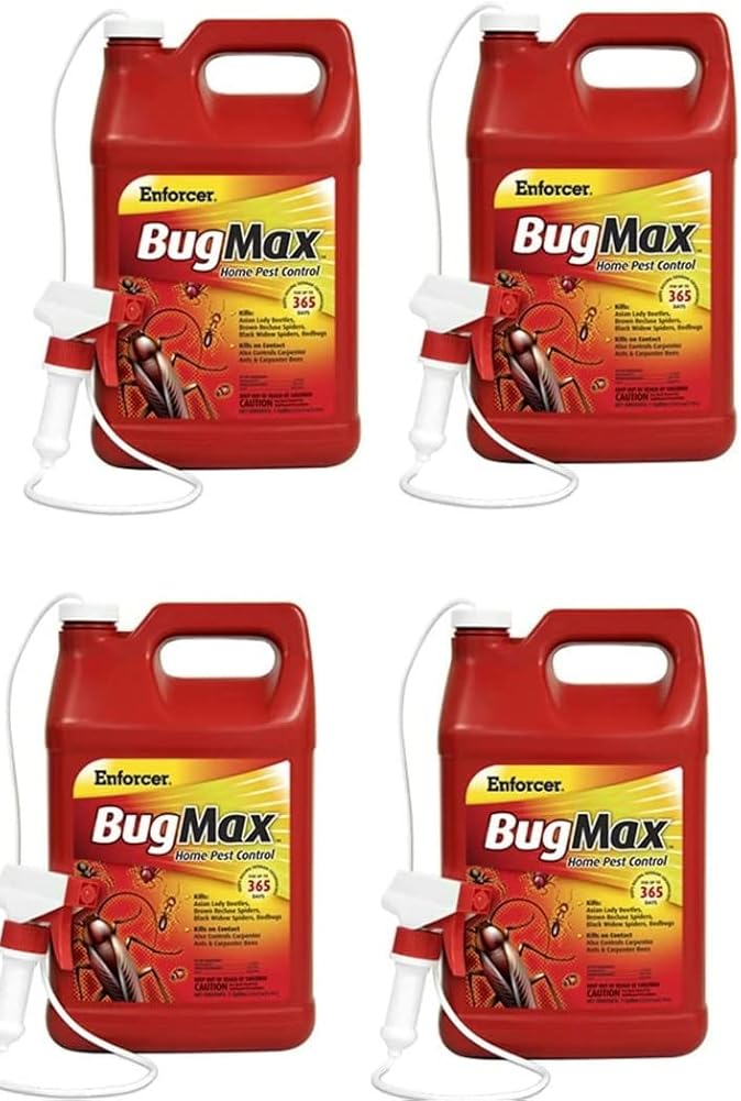Enforcer BugMax Home Pest Control - EBM128 (Case of 4) - Kills Roaches, Ants, Fleas, Ticks, termites, Carpenter Ants, Brown Recluse Spiders, Black Widows, Carpenter Bees and Bedbugs