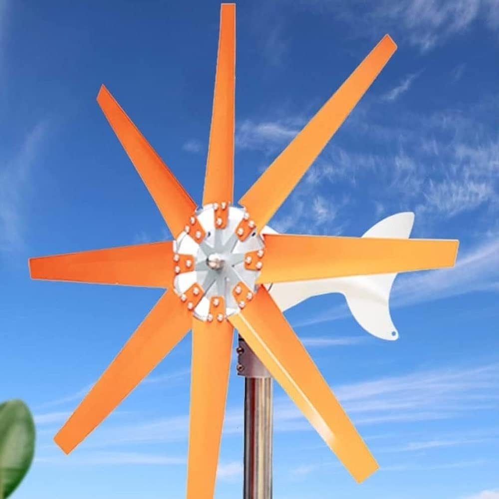 8 Blade Wind Turbine Generator 2.0m/s Low Wind Speed Starting Wind Turbines with Charge Controller, Windmill Generator for Home Marine RV