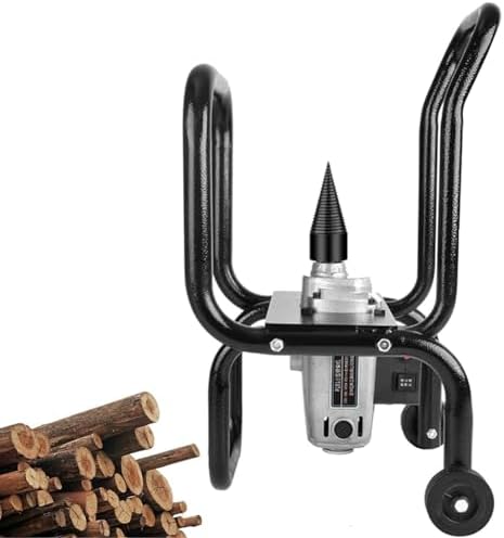 Electric Log Splitter - Heavy Duty Automatic Wood Splitting Machine, 420RPM, 200mm, Portable Design with Stand