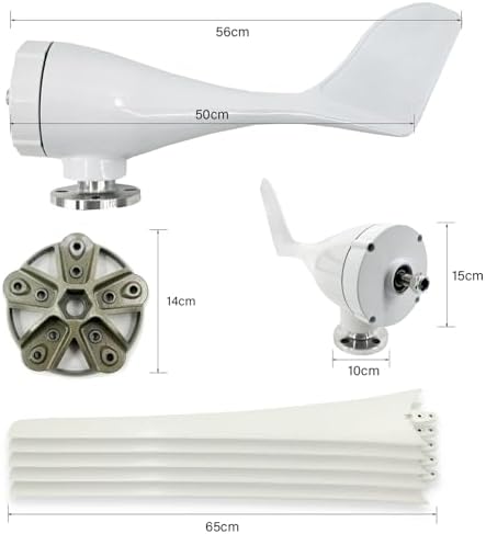 800W/1000W/1200W Wind Turbine Generator Kit - 12V/24V/48V with MPPT Controller, 5 Blades Auto Windward Adjustment for Outdoor Renewable Energy Solutions