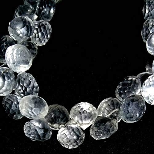 13 inch natural beads strand of 9mm faceted onion crystal quartz gemstone beads for DIY jewelry - necklace, bracelet, earring, ring.