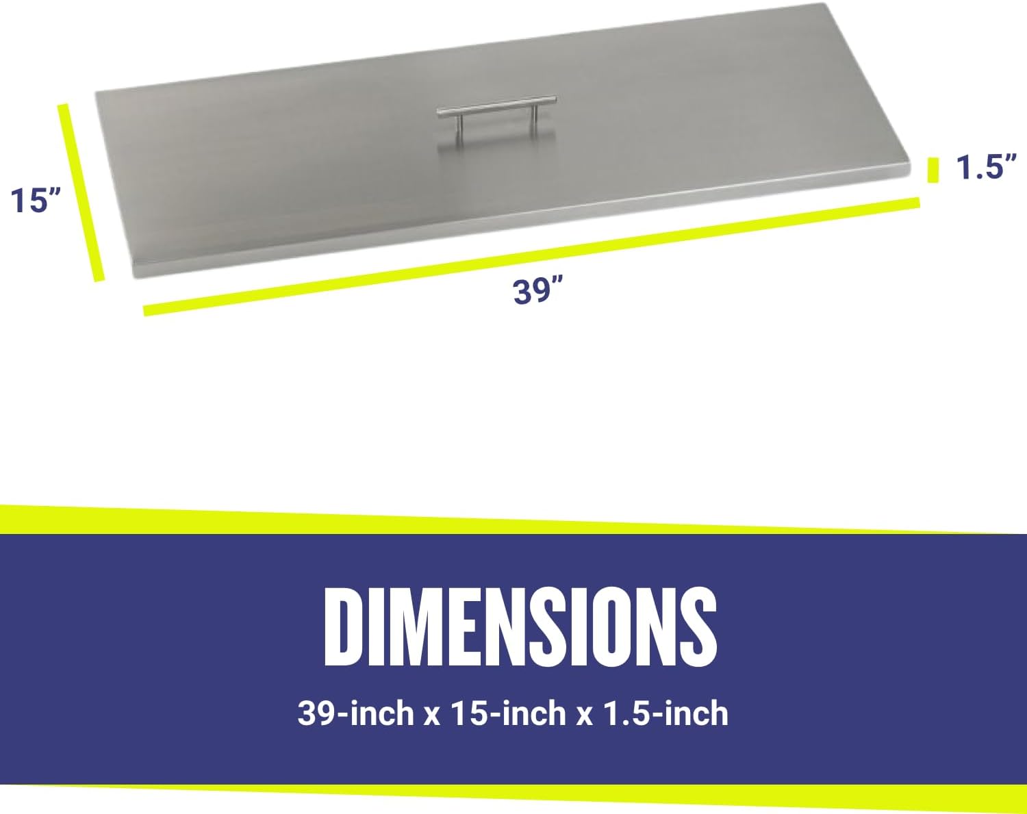 American Fireglass Rectangular Burner Pan Cover | Stainless Steel Lid for Outdoor Fire Pit or Table | for Natural Gas or Propane Fires | 39