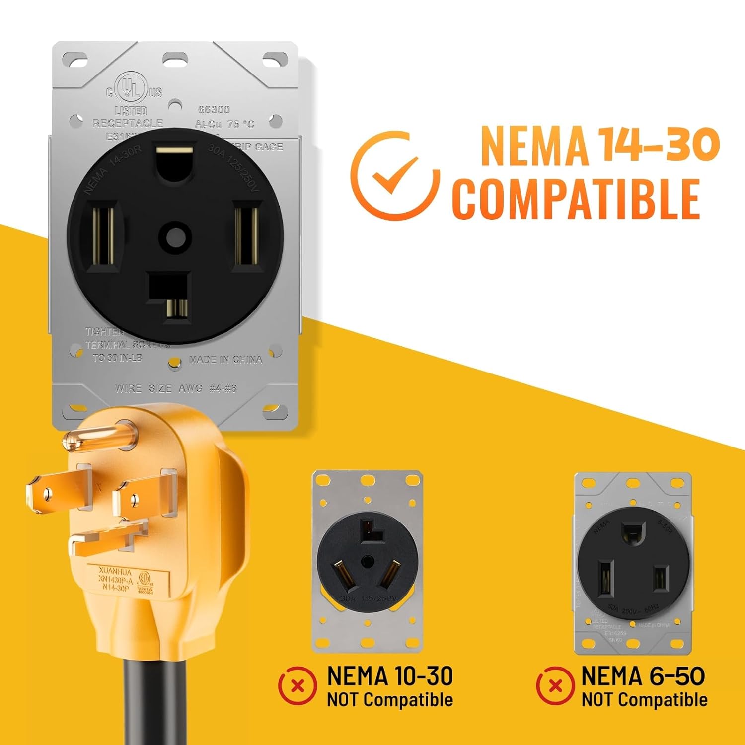 MECMO NEMA 14-30P & NEMA 14-50P to 4X 5-15/20R Adapter, 4 Prong 30 Amp Dryer and 4 Prong 50 Amp RV Male Plug to 20 Amp 110V RV Generator Distribution Adapter w/ 20amp Circuit Breakers