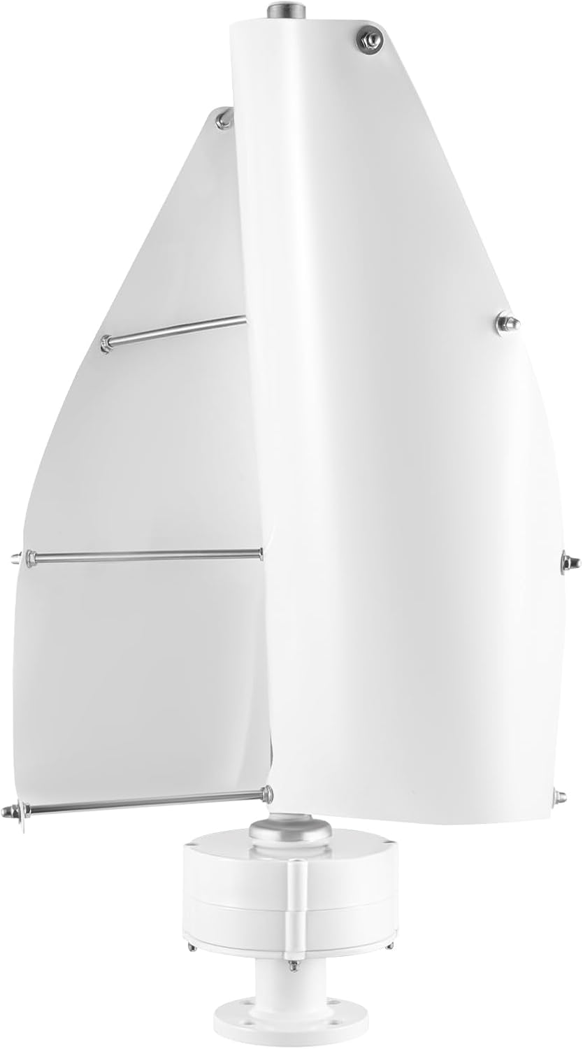 Wind Turbine, 500W 12V 42.65ft/s Vertical Axis Wind Turbine Generator Kit with Controller 2 Blades Permanent Magnet Generator for Mobile House Cabin (White)