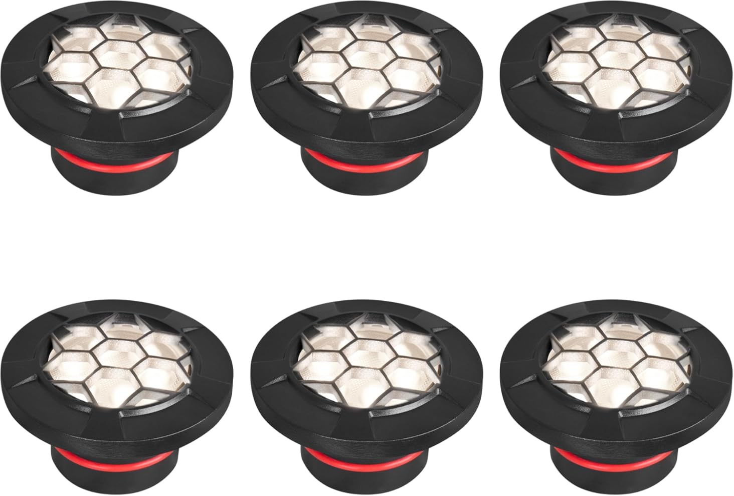 GKOLED 6-Pack Low Voltage Dimmable In-Ground Lights, 7W Grated Top Well Light, 12V AC/DC LED Outdoor Paver Landscape Lighting for Pathway Garden, Die-cast Aluminum, Black Powder Coated Finish, IP67