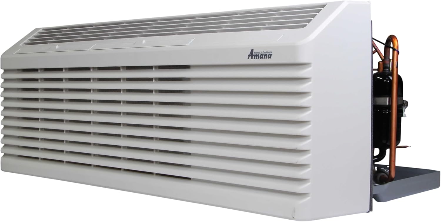 AMANA J-Series PTAC 12,000 BTU Air Conditioner with 3.5 kW Heater, 20 Amp Plug - R32 - PTC123J35AXXX - A/C Unit Only