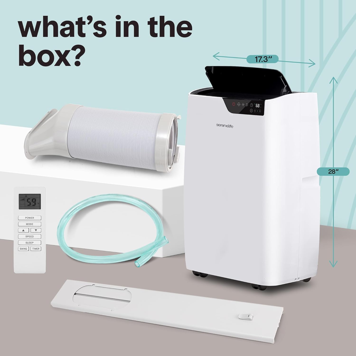 SereneLife Portable Air Conditioner 14000 BTU, 3-in-1 Compact Standing Air Conditioner for Room Up to 500 Sq. Ft., Touch Control Panel, High Efficiency CEER 7.22 and Auto Mode for Easy Operation