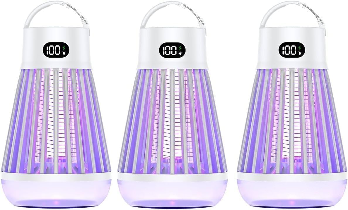 Zapper 2.0 Pro - 3 Pack Portable Bug Zapper, Indoor & Outdoor, Cordless Rechargeable Mosquito Zapper, Hanging Hook, 1500V High Voltage, Trap for Fly, Insect, Mosquito & Bugs