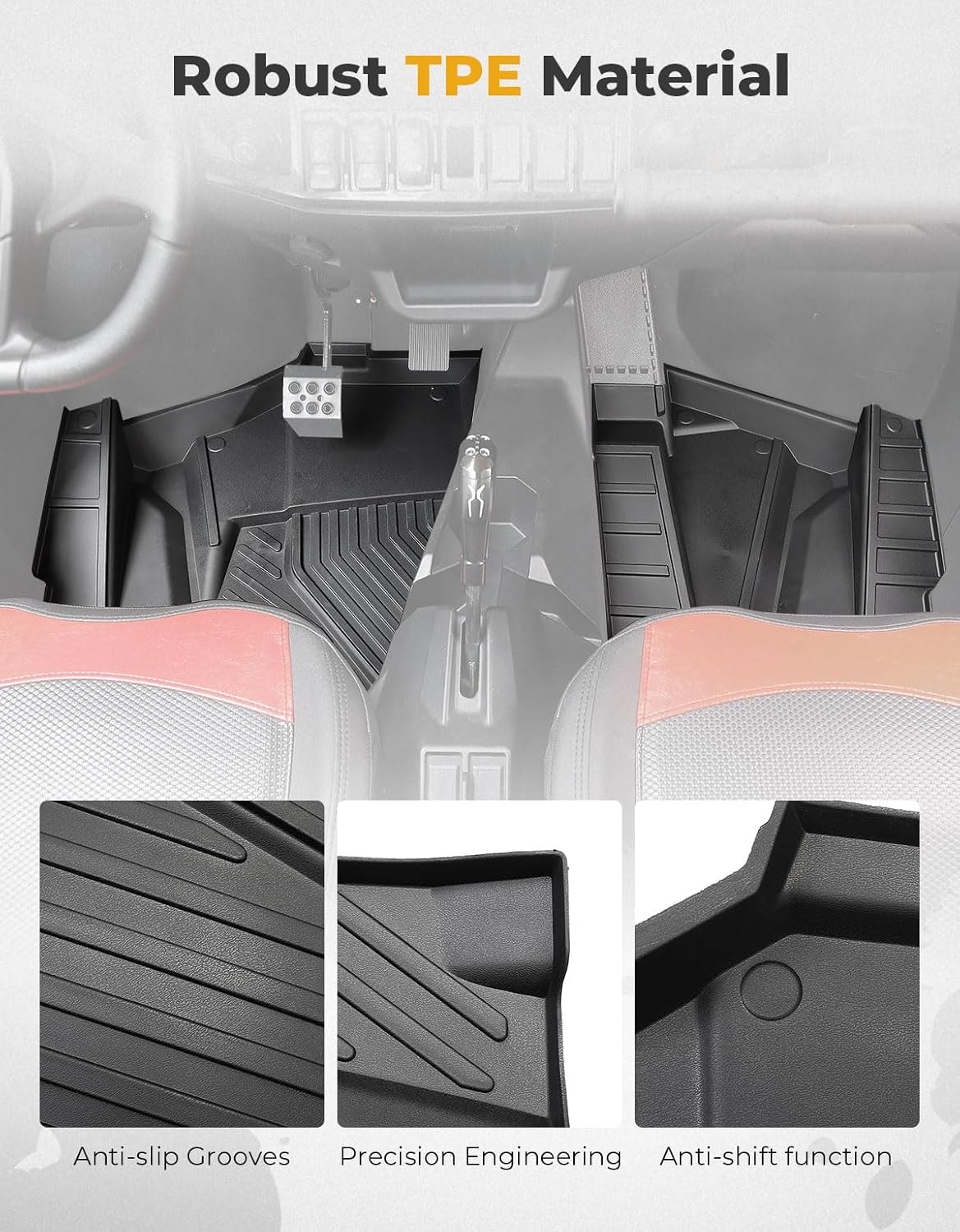 KEMIMOTO 2024/2025+ XP 1000 TPE Floor Mats Compatible with 2024/2025+ Polaris RZR XP 1000/4 1000 Non-Slip Front Row Floor Accessories 2PCS All-Weather Protection Slush Mats Liners