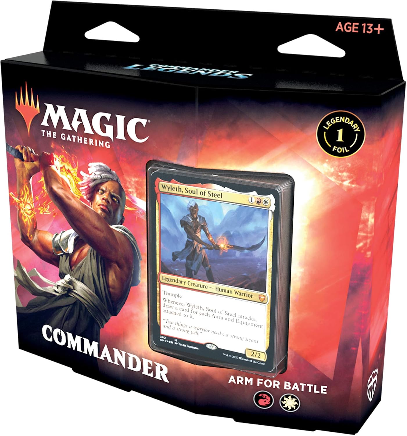 Magic: The Gathering Commander Legends – Arm for Battle | 100 Card Ready-to-Play Deck | 1 Foil Commander | Red-White, C78590000