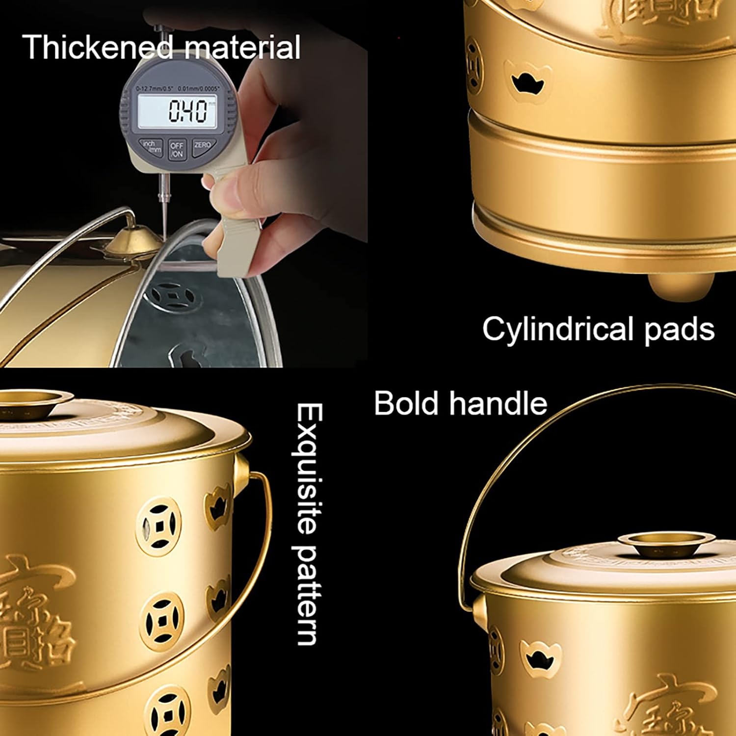 Metal Incinerator Cage with Burning Tongs Fire Pit Bucket Treasure Basin Ash Bucket Joss Paper Bucket with Lid for Yard Garden (Color : Red, Size : 42.5CM)