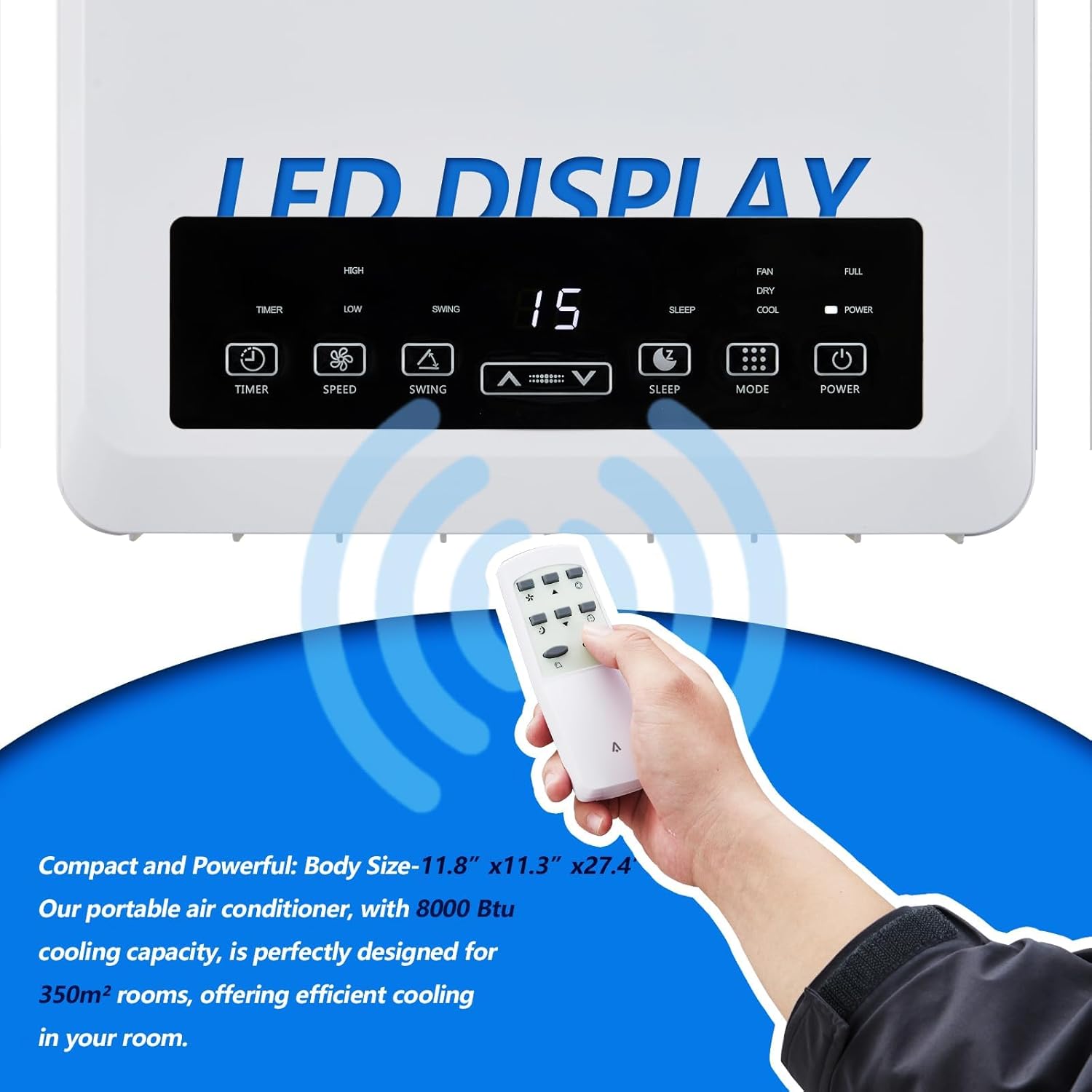 Portable Air Conditioner | 8,000 Btu for Large Rooms Up to 350 Sq. Ft. | 3 Modes, Remote Control, and Installation Kit Included | Ideal for Cooling