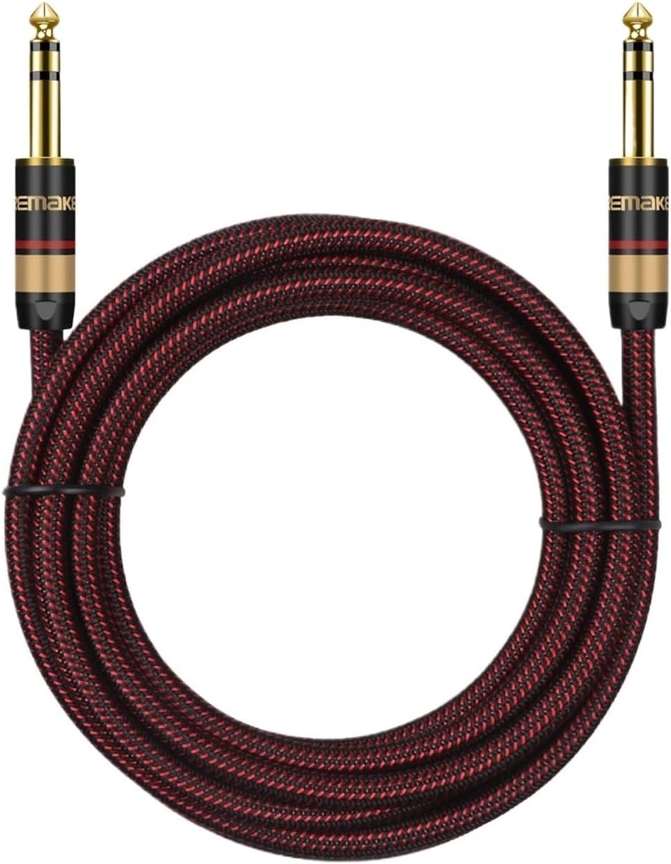 Stereo Audio Line TRS 1/4 Inch Male To Male Guitar Amp Cord 6.5mm To 6.5mm for Guitar Sax Speaker Amplifer Mixer Equalizer(Red-Straight LL,1m)