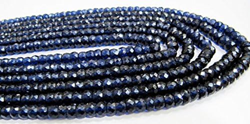 13 inch natural beads strand of 6-9mm faceted rondelle blue sapphire gemstone beads for DIY jewelry - necklace, bracelet, earring, ring.
