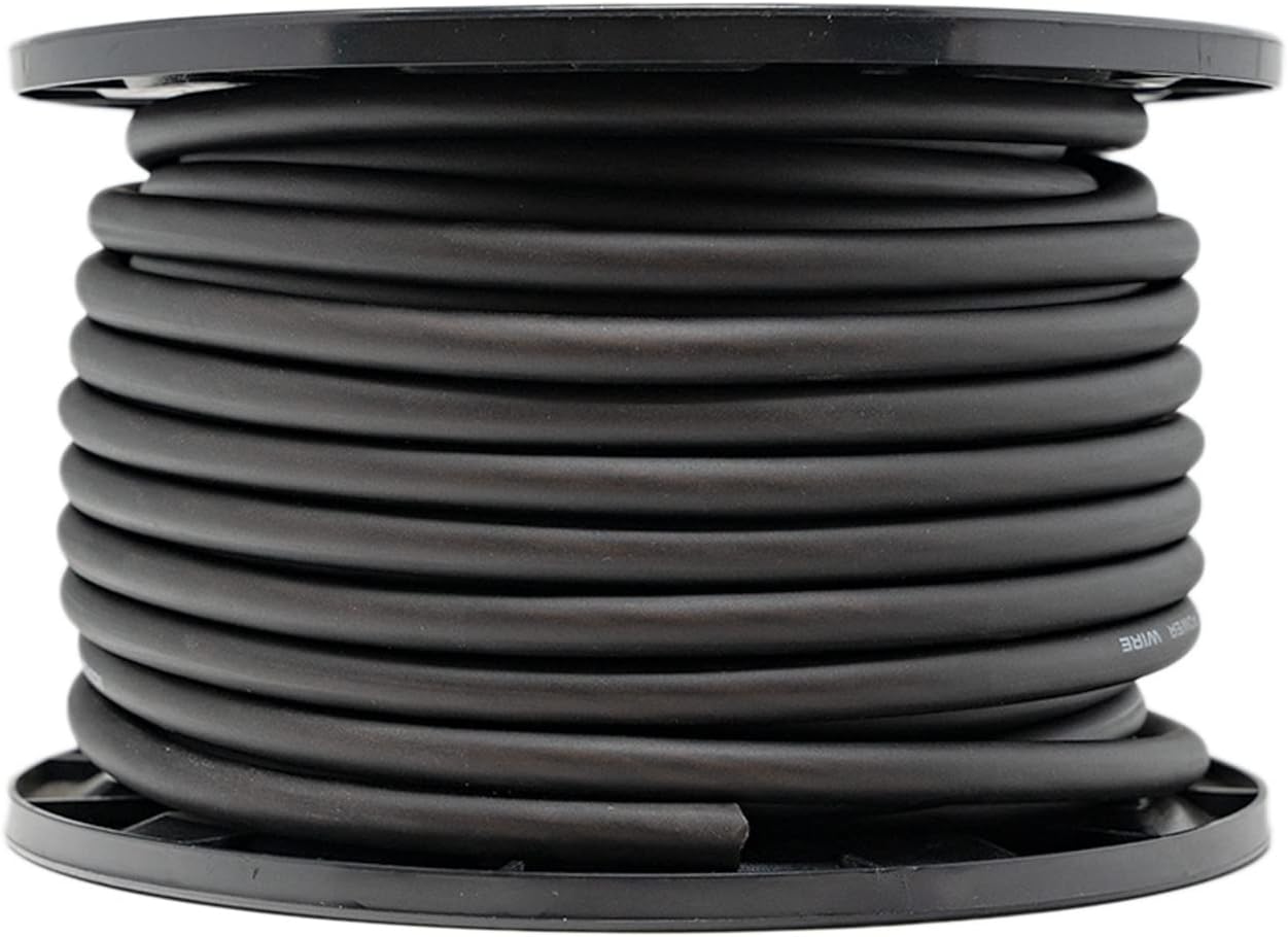 SoundBox Connected 4 Gauge Black Amplifier Amp Power/Ground Wire 100 Feet Superflex Cable 100' Spool