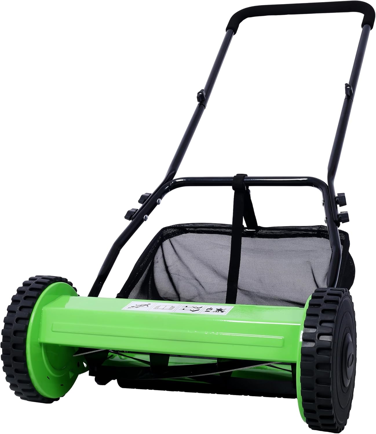 14'' Push Type Lawn Mower 5-Blade Manual Mechanical Lawn Mower Adjustable Height with Hay Bag Eco-Friendly and Quiet Home Gardening Tool Scissor-Style Cutting Method Green