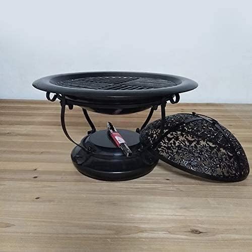 Fire Pits Outdoor Wood Burning Fire Pits Round Iron Brazier Charcoal Heating,Multi-Functional Elegant Black Square Outdoor Garden and Patio Heater Fire Pit with Cover BBQ Cooking for Ou