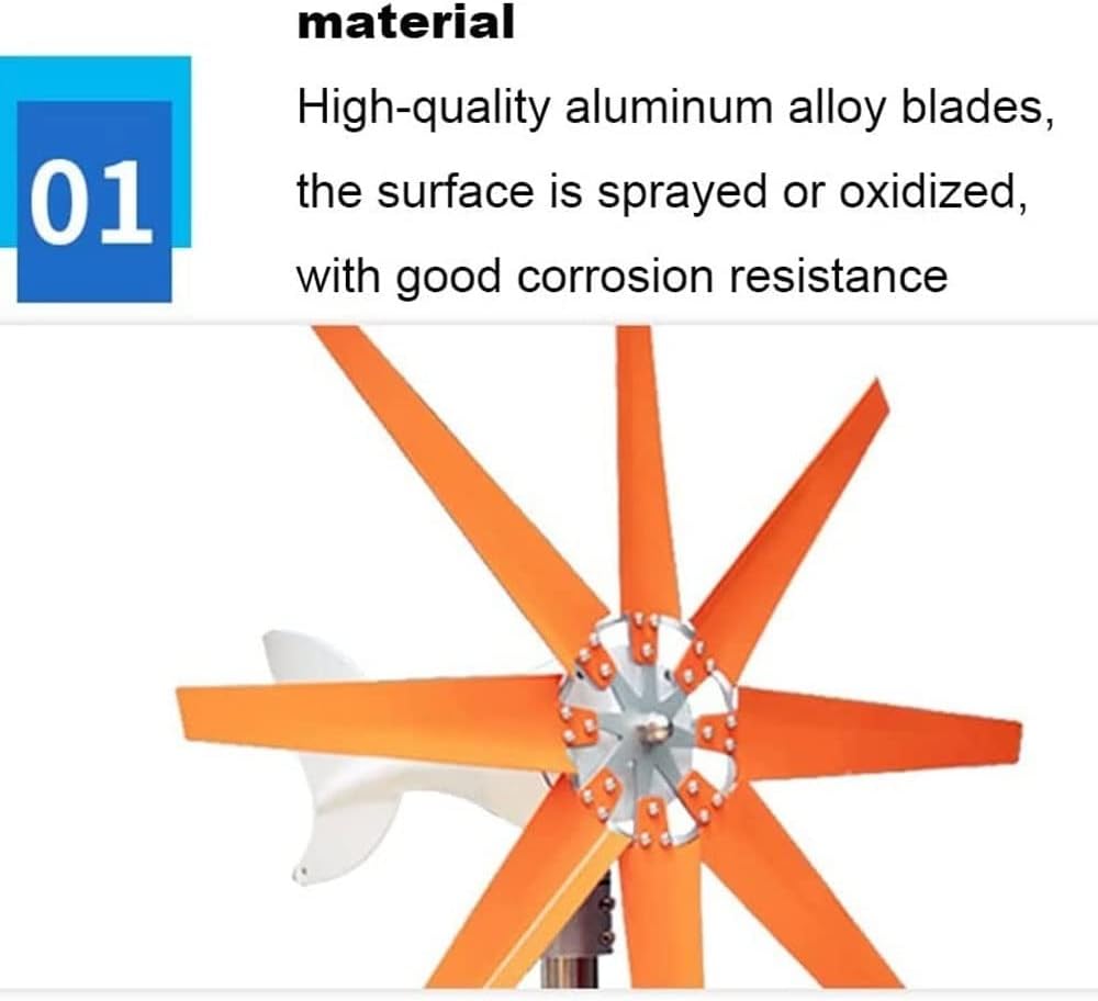 8 Blade Wind Turbine Generator 2.0m/s Low Wind Speed Starting Wind Turbines with Charge Controller, Windmill Generator for Home Marine RV