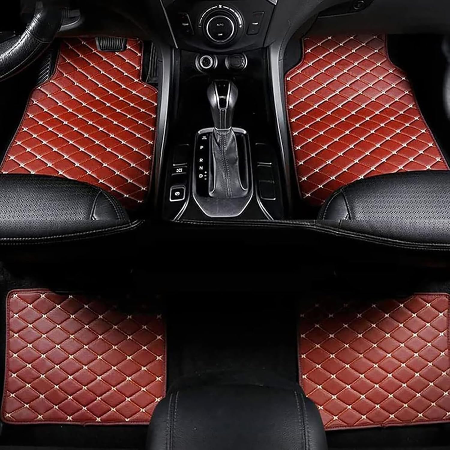 4 Pcs Leather Car Floor Mats for BMW XM G09 2023 2024 2025, Custom Front Rear Row Foot Pads Liners Waterproof Anti-Slip Carpet Protection Interior Accessories,F/Brown