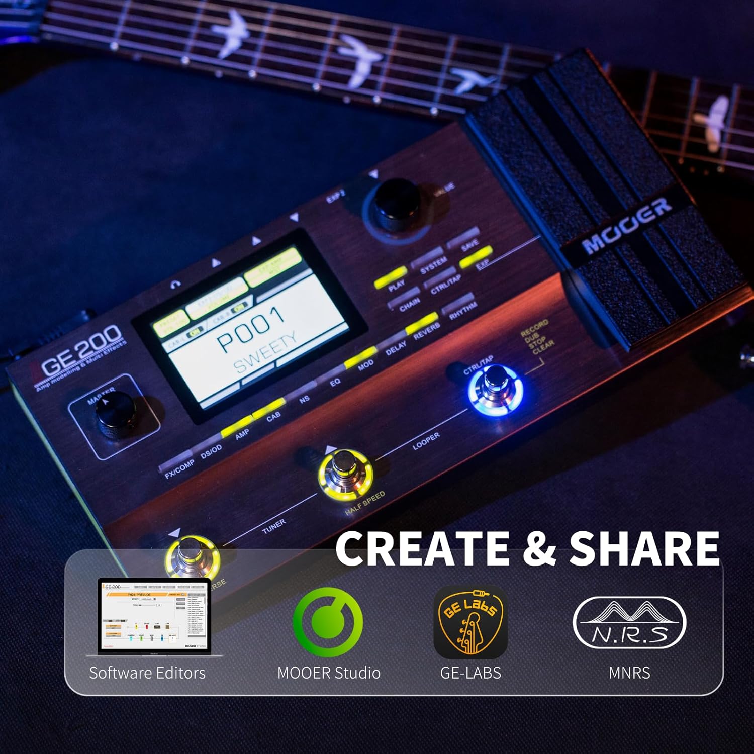 MOOER Iconic Guitar Multi Effects Pedal and New GE200 Plus Li Amp Modelling Multi Effects