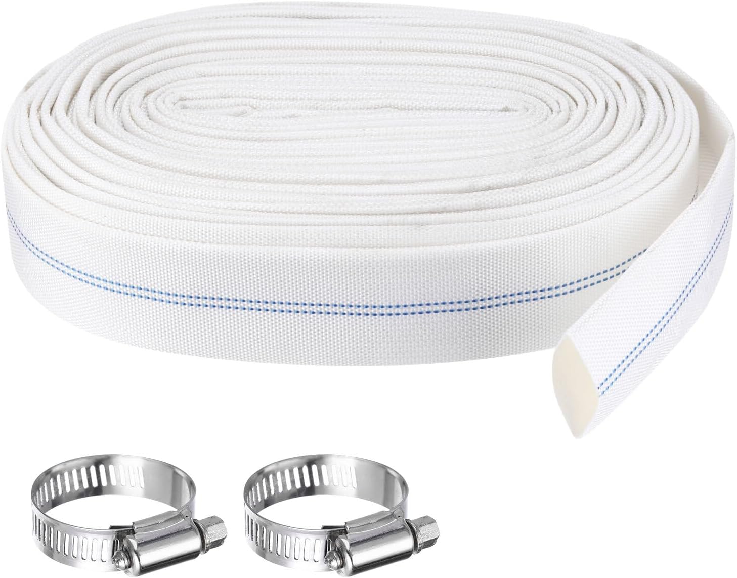 Pool Backwash Hose,1.2 Inch x 62ft Drain Discharge Pump Hoses,2pcs Clamps,White YESSC862