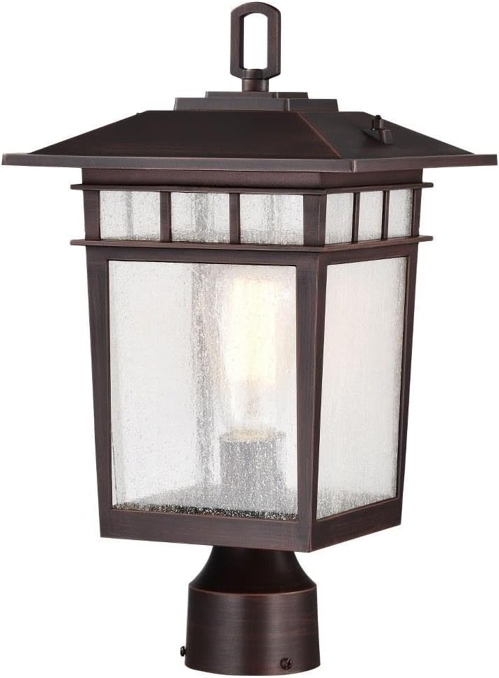 Nuvo Lighting 60/5952 Cove Neck - 1 Light Large Outdoor Post Lantern in Craftsman Style-16.14 Inches Tall and 9 Inches Wide, Finish Color: Rustic Bronze