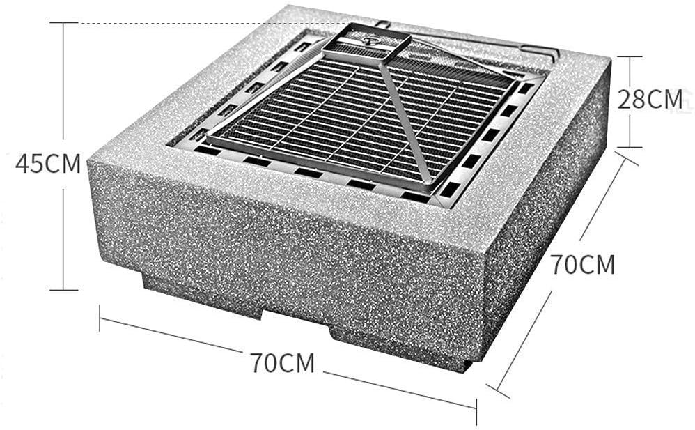Fire Pits Bowls,for Garden BBQ Large Wood Burning with Grill and Lidtable Stone Table Cast Iron Outdoor Firepit for Log Burning 3 in 1