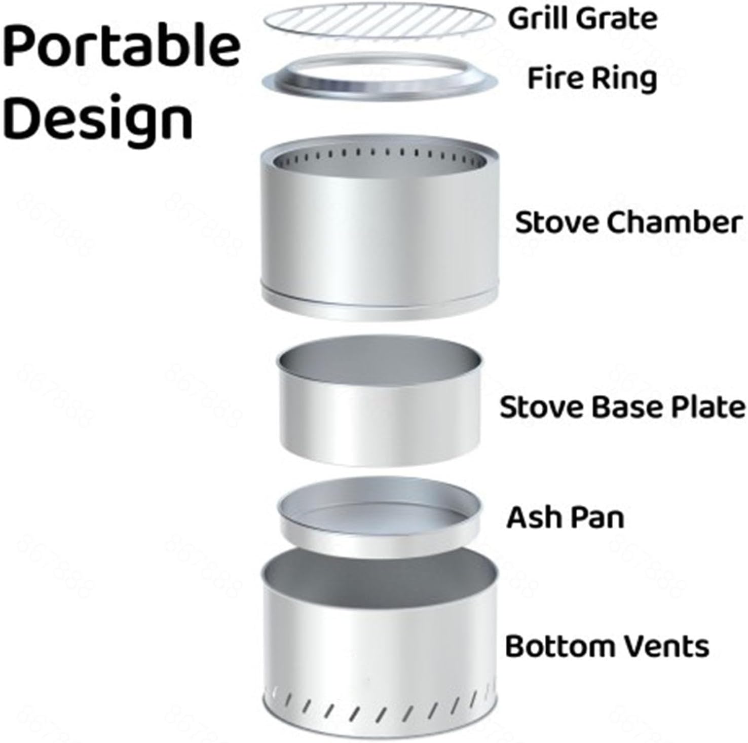 15 Inch Smokeless Fire Pit for Outside Fire Pit,Durable Stainless Steel for Wood Burning Smokeless Fire Pit with Removable Ash Pan