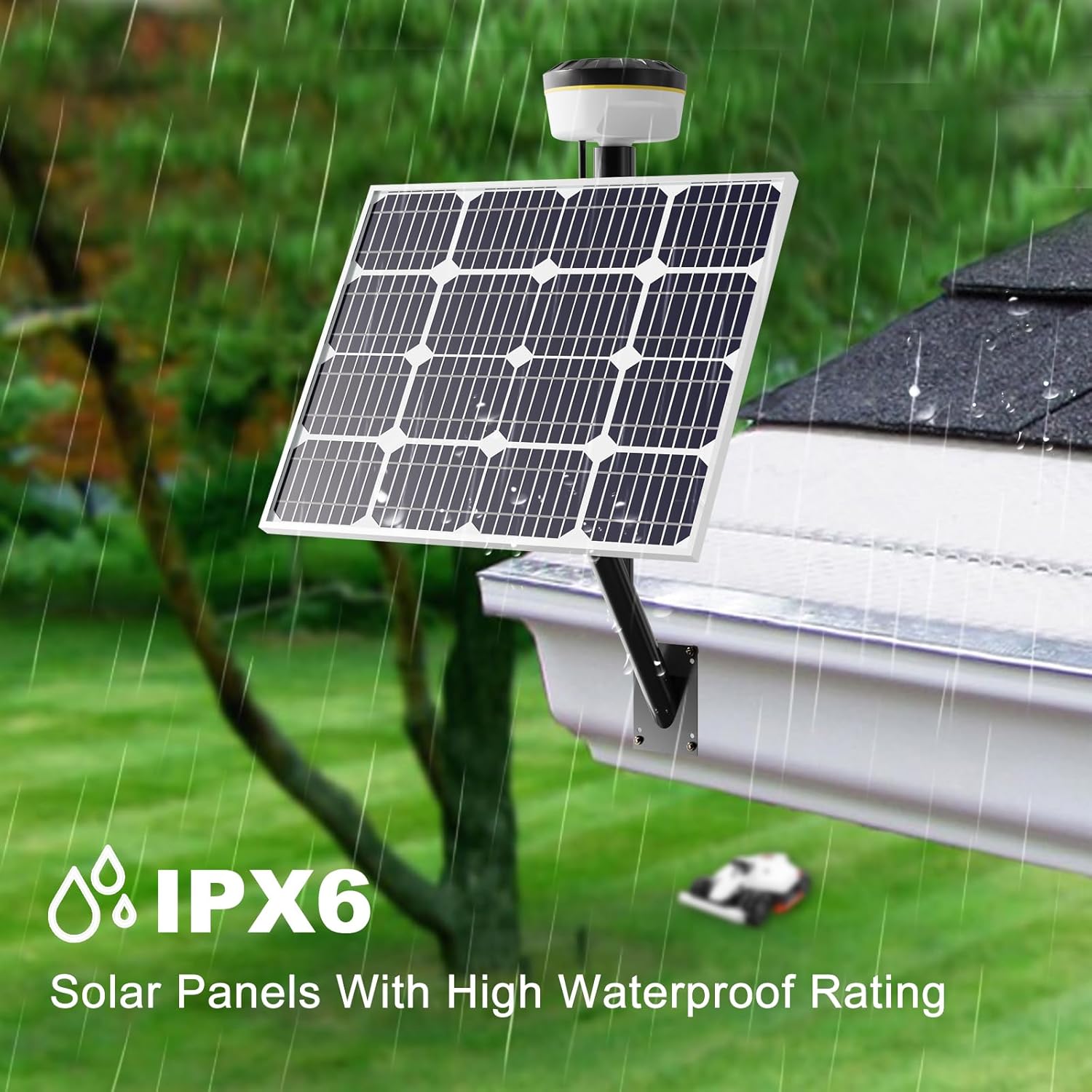 Solar Panel Wall Mount Kit Equipped with 12V Battery Pack, Outdoor Waterproof, for Mammotion Luba 2 AWD Series, YUKA 1000 & 2000, YUKA 1500(2024) & YUKA 2000(2024)(2-Pin Plug)