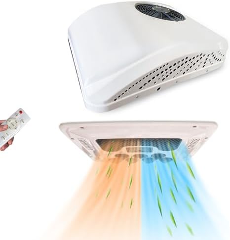 12V RV Air Conditioner Heater Combo - Universal Roof AC Unit, 9500BTU Quiet DC Cooling & Heating for RV, Camper, Semi Truck, Trailer, Van, Tractor, Bus - Fast, Efficient Climate Control