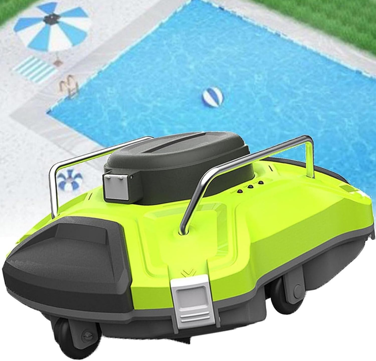 Cordless Robotic Pool Cleaner, 360 Degree Powerful Cleaning Intelligent Automatic Wall Climbing Pool Vacuum for Use on Flat Swimming Pool Floors