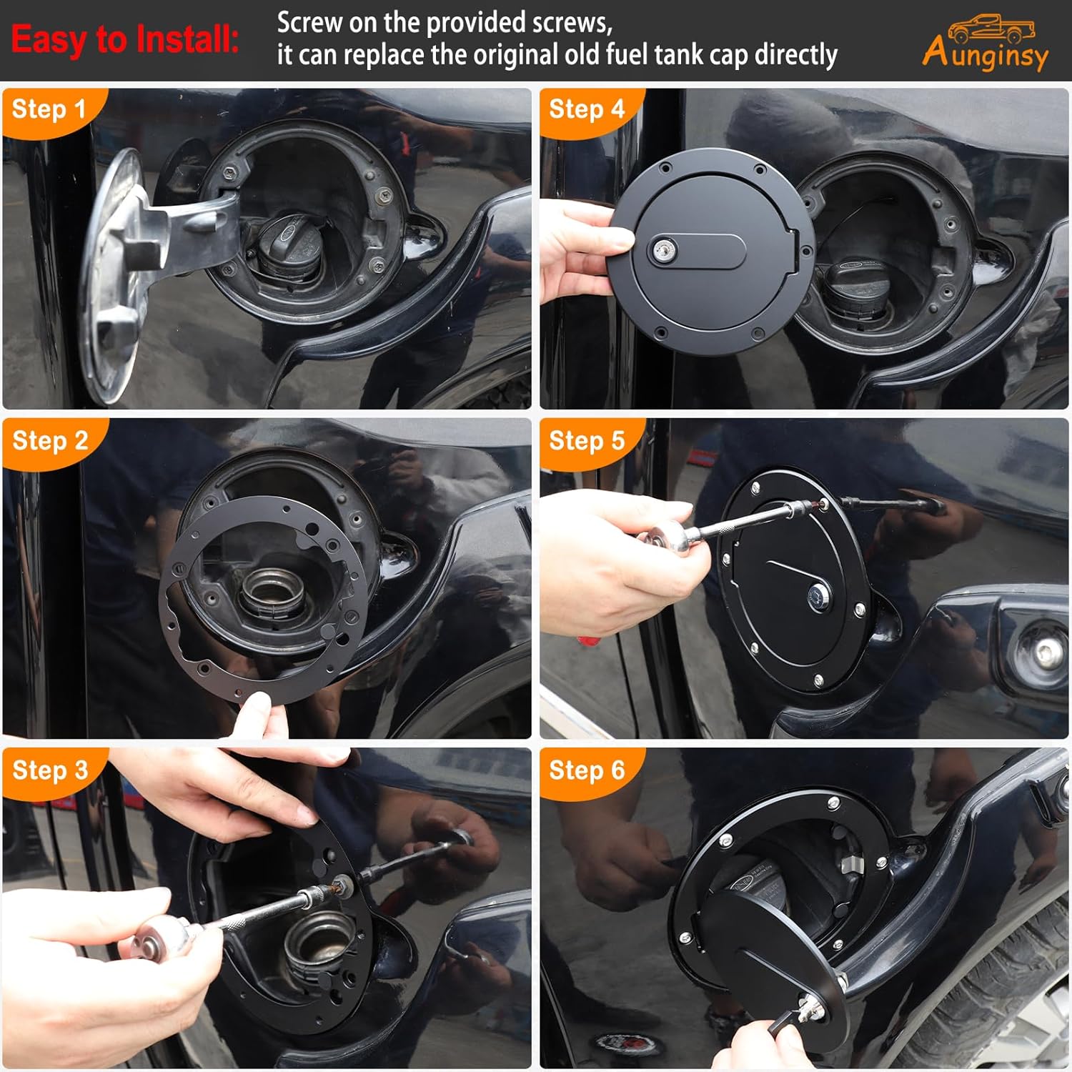 Aunginsy Car Fuel Tank Cap Replacement Anti-theft Lock Cap Fit Toyot@a Tundra 2007-2021 Truck Door Locking Gas Cap Tank Cover Fuel Filler Door Protector with Lock Trim Cover Decoration Kit Accessories