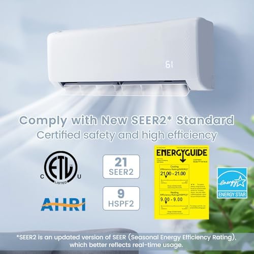 SIMOE Mini Split Air Conditioner, 18000BTU 21SEER2 Mini Split AC/Heating System, Ductless Air Conditioner & Heater with Inverter & 1.5 Ton Heat Pump, 208-230V, Cools Up to 1250 Sq. Ft, Energy Star