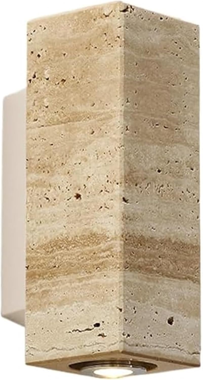 Outdoor Lighting Cylinder LED Outdoor Wall Sconce Natural Stone Marble Wall Mounted Lamp for Front Porch Vintage Farmhouse Exterior Waterproof Hallway Wall Light for House Garage Bathroom Entryway Yar