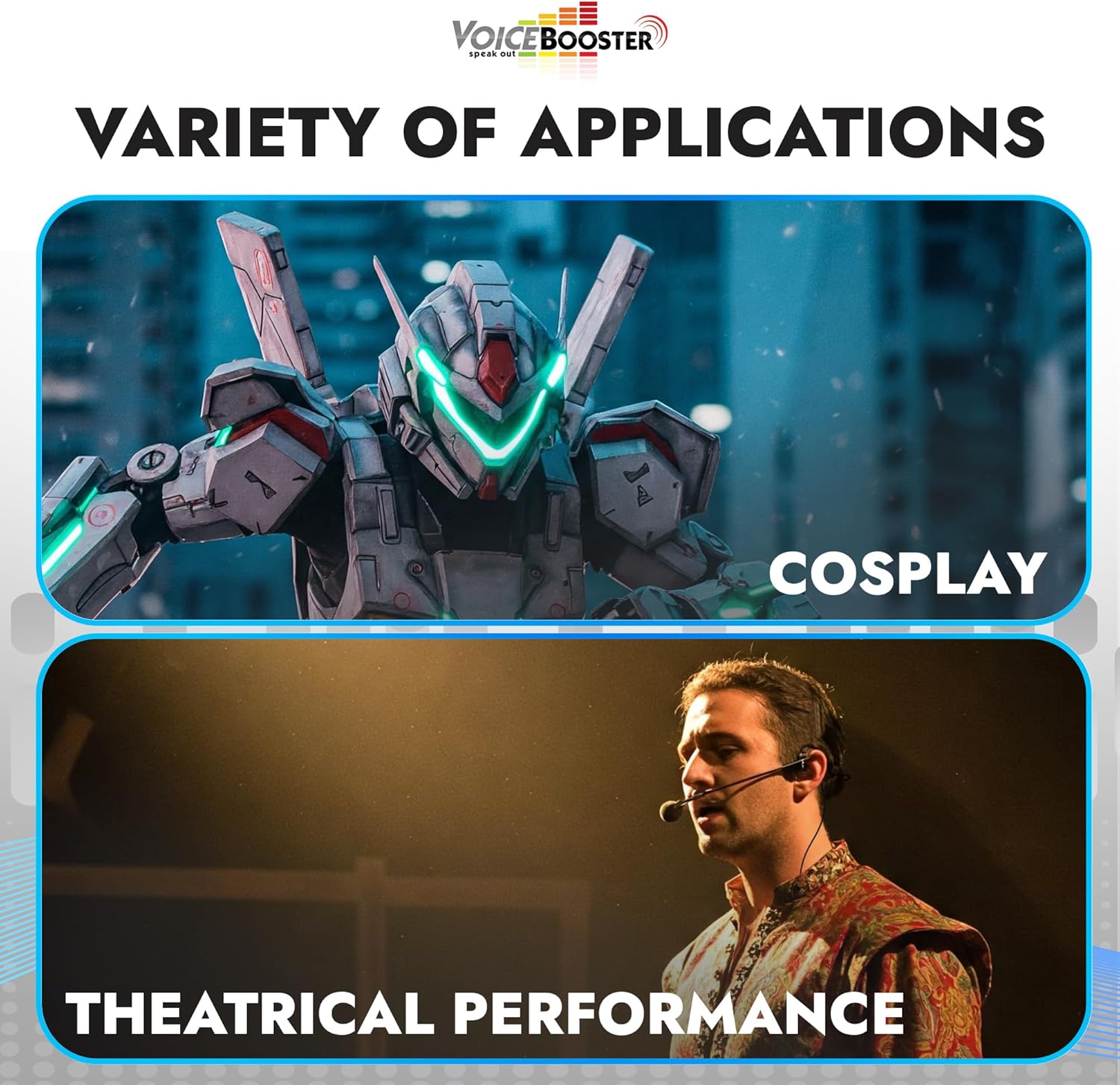 Voicebooster Speak Out Icomm - Imperial Communication System - Plug and Play System with 8 Random Static Burst Effects -Voice Activated or Push-to-Talk – Compatible with VoiceBooster MR1506 Amplifier