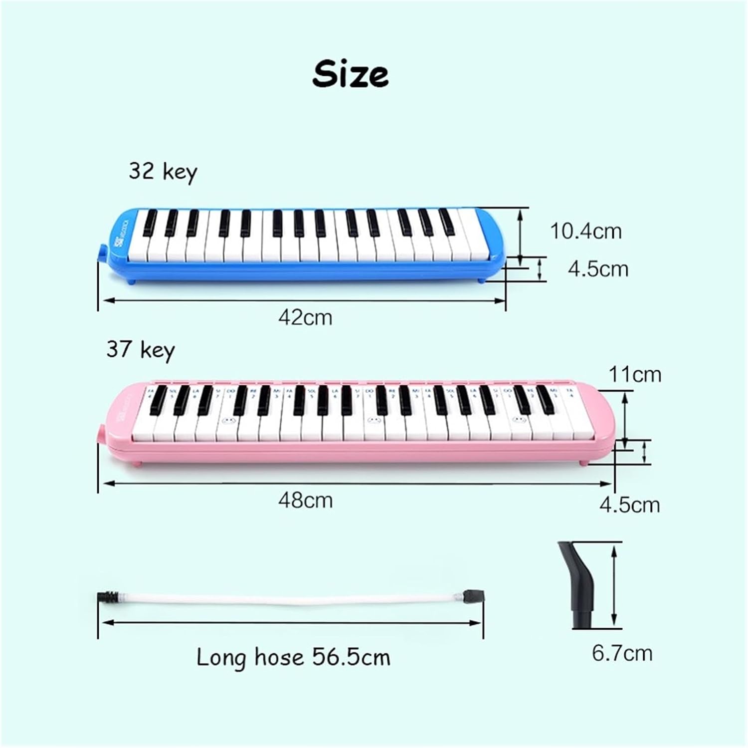 Melodica 32/37 Keys Mouth Organ Music Pipe Professional Musical Instrument Climber Melodic Piano Keyboard Jew'S Harp Bag(Red)