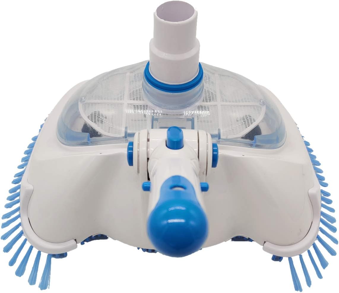 Happyyami Swimming Pool Cleaning Equipment Vacuum Cleaning Head Pool Brush Handle White Cover for In-ground and Above-Ground Pools