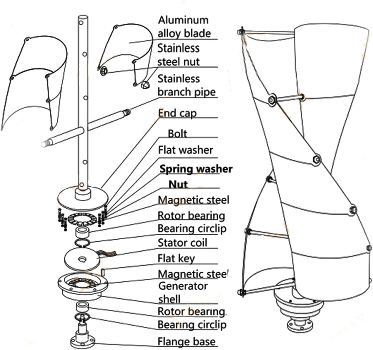 Wind Turbine Generator Kit Free Energy Windmill Vertical Axis Wind Turbine Generator Home Three Phase Generator Maglev Breeze Start(Size:400W,Color:12V)
