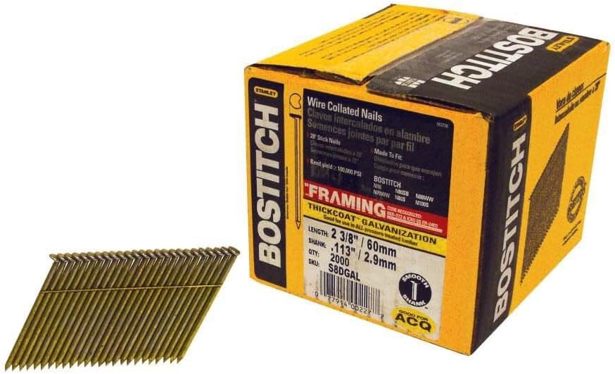 Bostitch 28 deg. 11 Ga. Smooth Shank Straight Strip Framing Nails 2-3/8 in. L x 0.12 in. Dia. 2000 pk