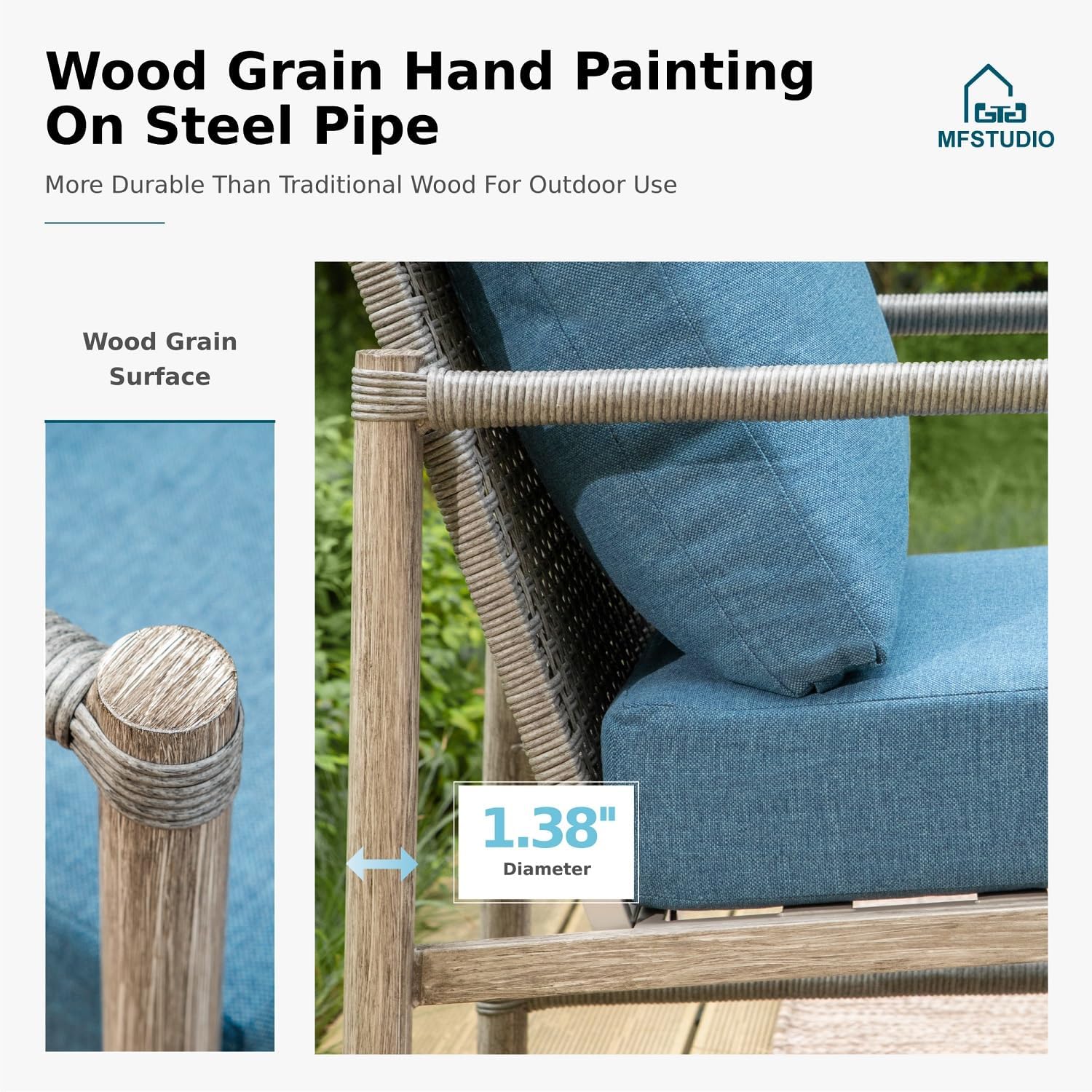 MFSTUDIO 4 Pieces Metal Patio Furniture Set with 56